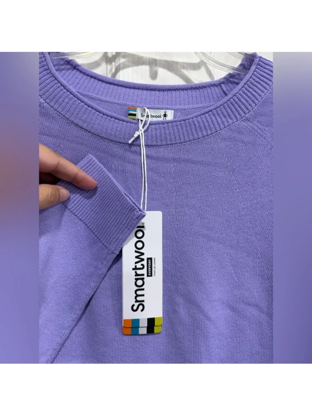 SmartWool Women's Large Edgewood Color-Block Crew Sweater Purple NWT Wool Blend